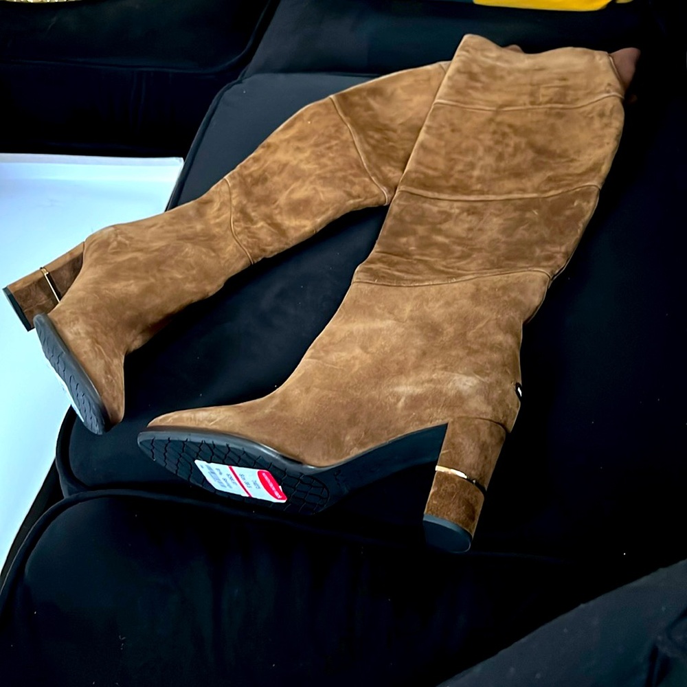 JIMMY CHOO brown Suede Knee-High Boots